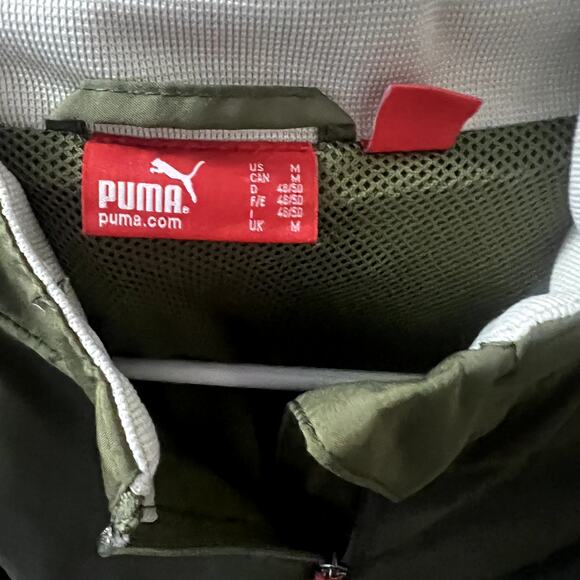 Puma Men’s Windbreaker Jacket Green Medium Athletic Running Zip-Up - Picture 3 of 8